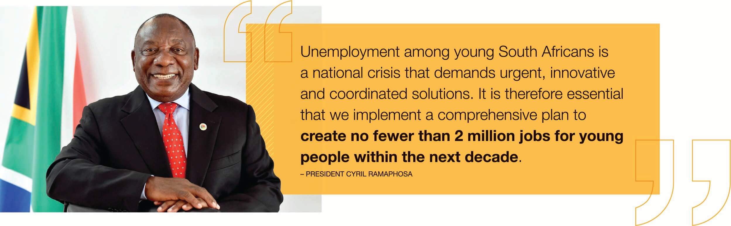Unemployment among young South Africans is
    a national crisis that demands urgent, innovative and coordinated solutions.